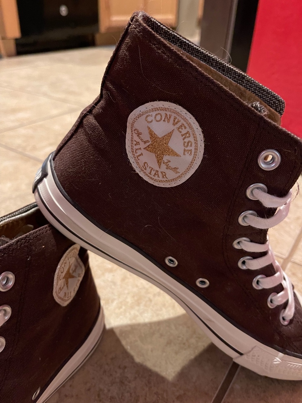 Converse High Top Sneakers - Brown with White Accents